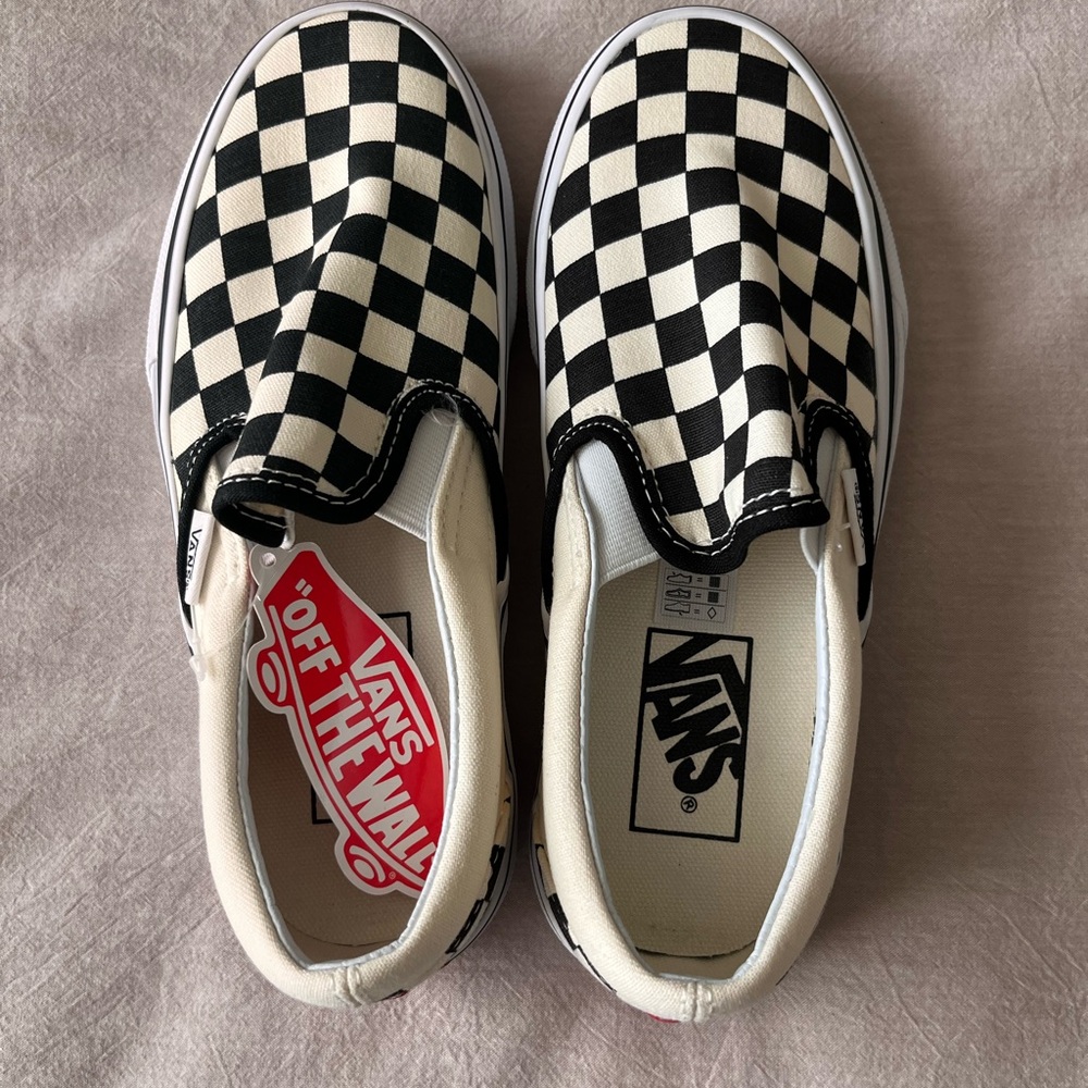 Vans Classic Slip On Kids Unisex Black and White Checkered NIB